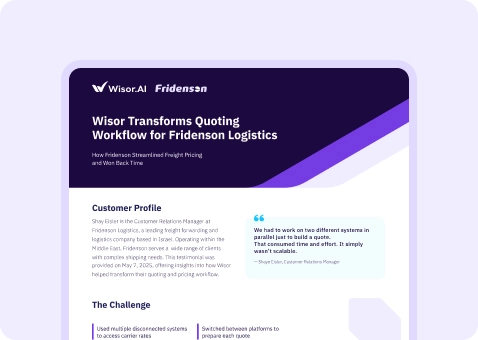 Wisor Transforms Quoting Workflow for Fridenson Logistics